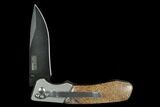 Folding Tactical Knife With Fossil Dinosaur Bone (Gembone) Inlays #127560-2